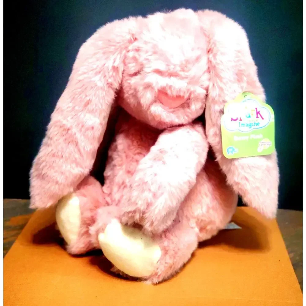 Pink Bunny Stuffed Animal Toy gift Rabbit long floppy ears Wreath Easter basket